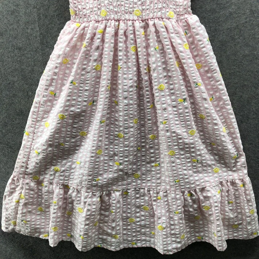 Btween Girls Size 12 Smocked Seersucker Maxi Dress Pink Gingham Lemon Pineapple